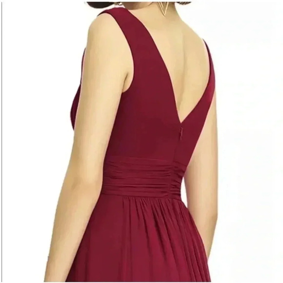 Dessy Collection Draped Chiffon Maxi Slit Dress Size 14 Burgundy Style 2894 NEW - Picture 6 of 12